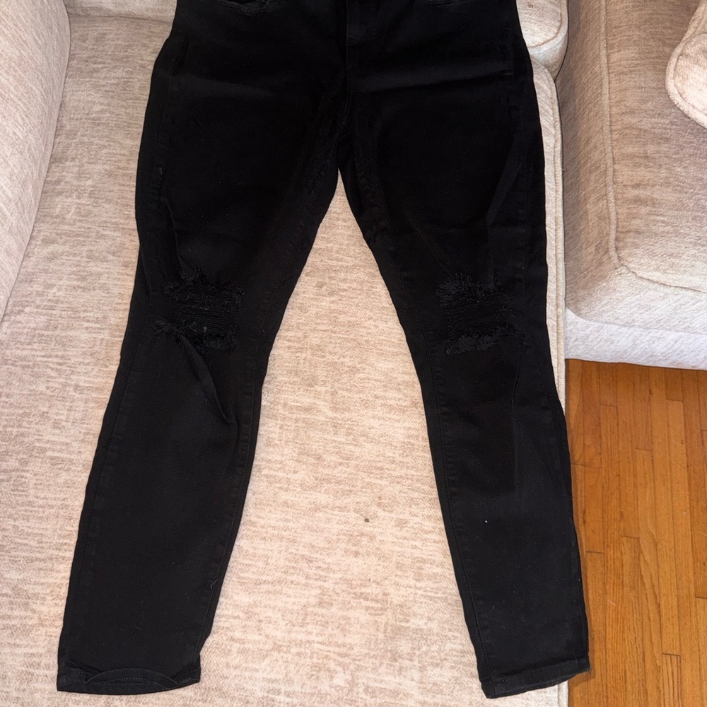 PAIGE Black Denim Jeans with Subtle Stitch Accents
